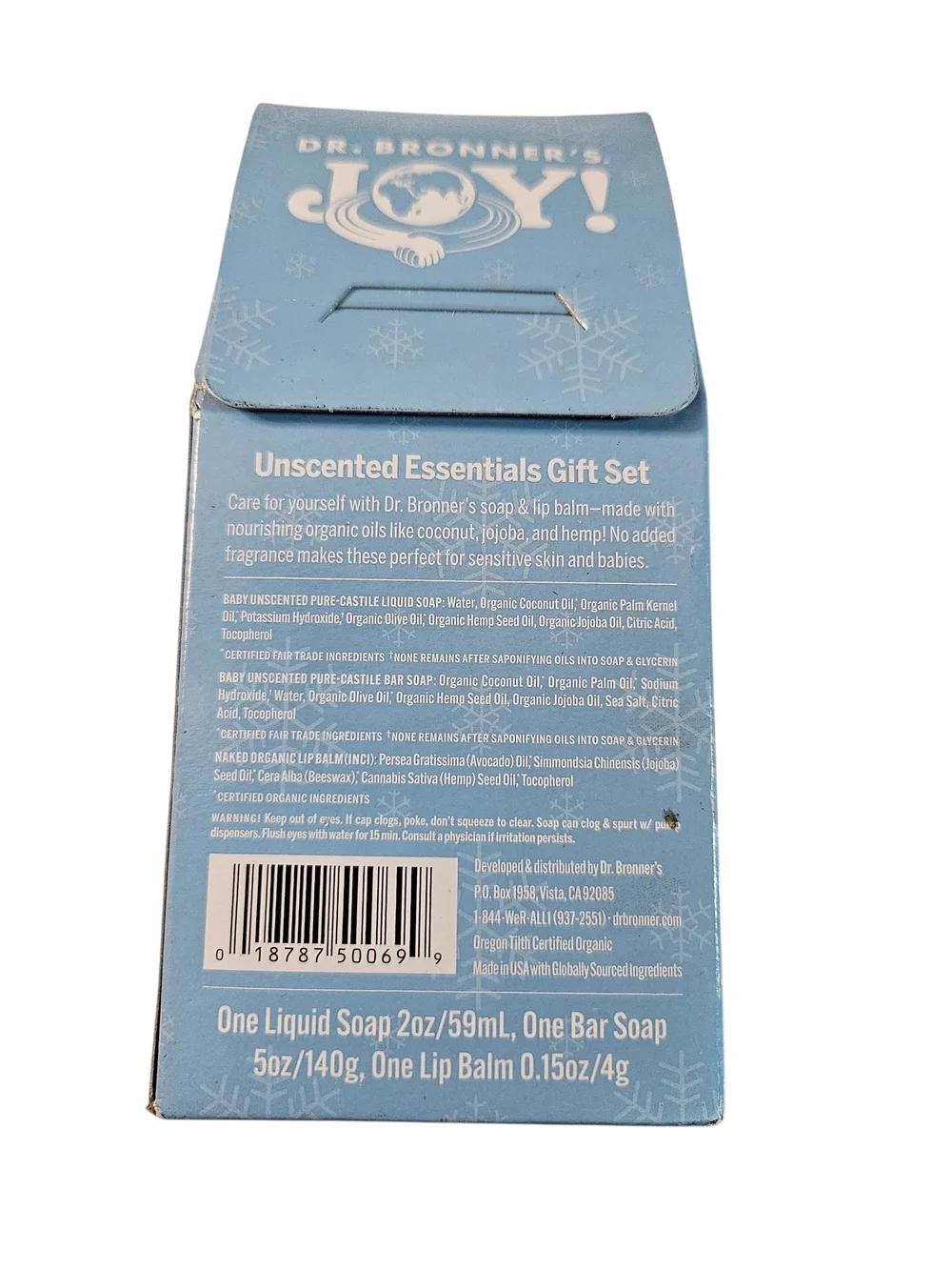 Dr. Bronner’s JOY! Unscented Essentials Gift Set • New Sealed